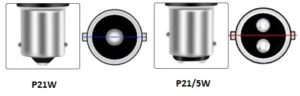 Unterschied zwischen P21W und P21-5W Lampe